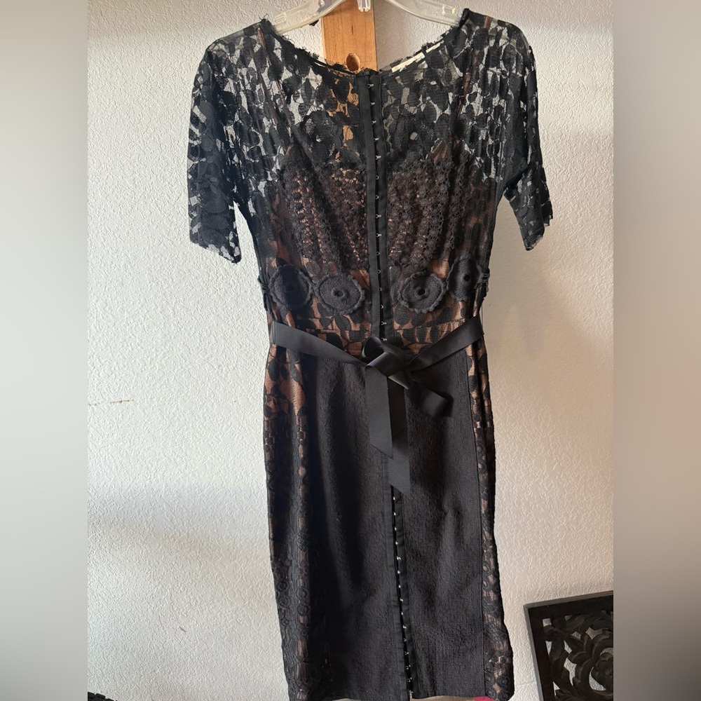 Byron Lars Black Lace Midi Dress